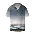 thumbnail image 1 of Balery 3d Lighthouse in the Surf Men's Casual Button Down Shirt Short Sleeve Textured Summer Cuban Beach Shirts-XX-Large, 1 of 7
