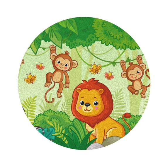 Balery 4 Pcs African Animals In The Jungleleather Coasters Set, Drink Table Cup Coasters For Living Room Kitchen Coffee Decor