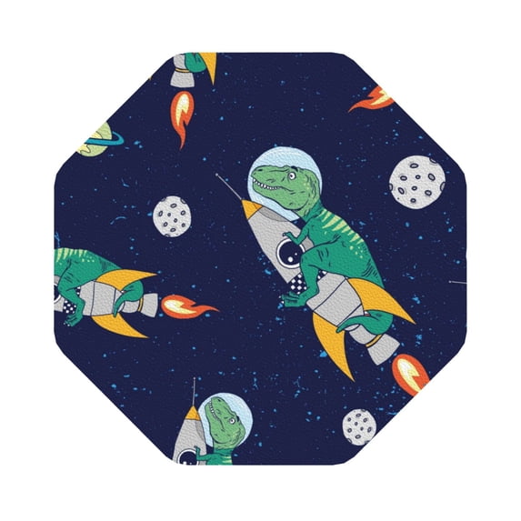 Balery 4 Pcs Astronaut Dinosaur And Spaceleather Coasters Set, Drink Table Cup Coasters For Living Room Kitchen Coffee Decor
