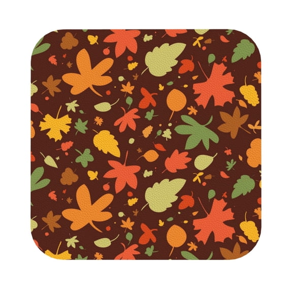 Balery 4 Pcs Autumn Leavesleather Coasters Set, Drink Table Cup Coasters For Living Room Kitchen Coffee Decor