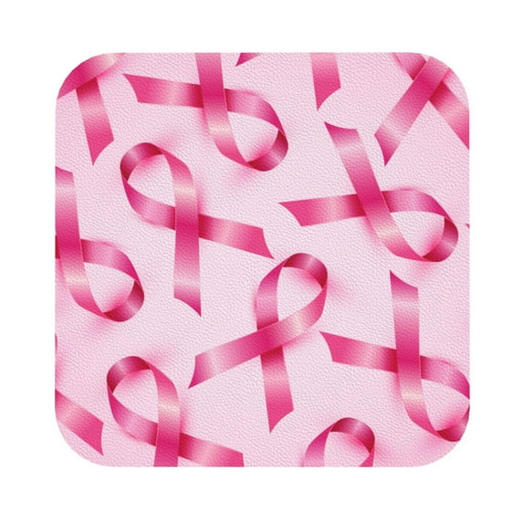 Balery 4 Pcs Breast Cancer Ribbons Awarenessleather Coasters Set, Drink Table Cup Coasters For Living Room Kitchen Coffee Decor