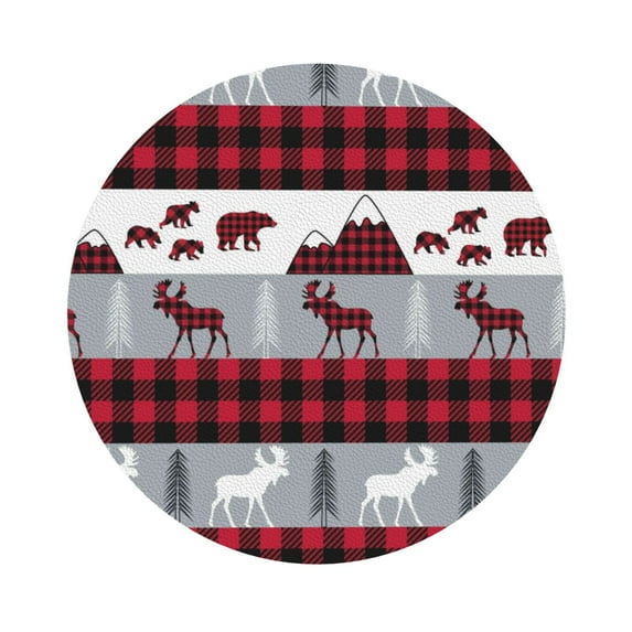 Balery 4 Pcs Buffalo Plaid Forestleather Coasters Set, Drink Table Cup Coasters For Living Room Kitchen Coffee Decor