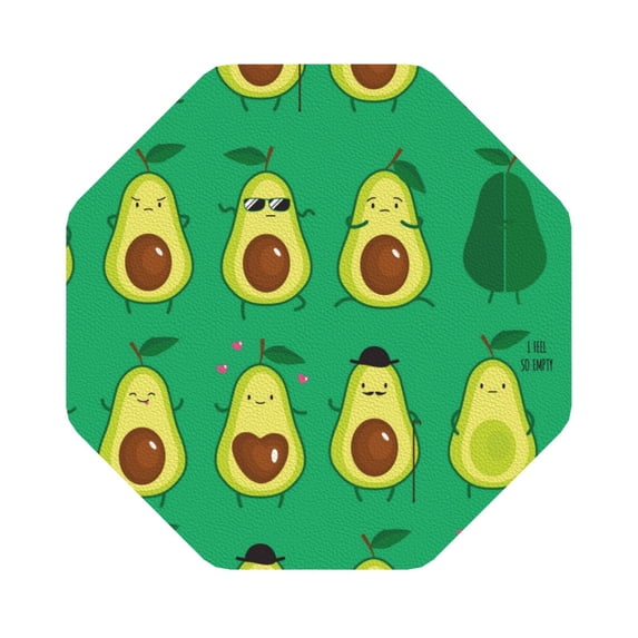 Balery 4 Pcs Cartoon Fruit 1leather Coasters Set, Drink Table Cup Coasters For Living Room Kitchen Coffee Decor