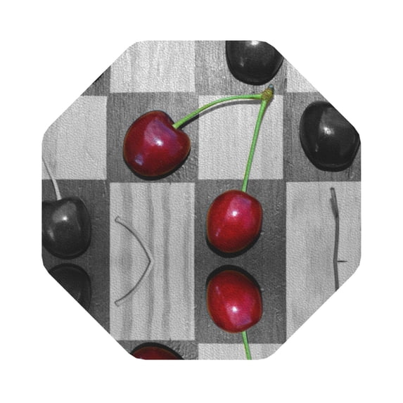 Balery 4 Pcs Cherries Laidleather Coasters Set, Drink Table Cup Coasters For Living Room Kitchen Coffee Decor