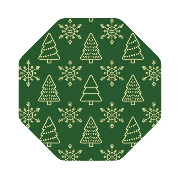 Balery 4 Pcs Christmas (2)Leather Coasters Set, Drink Table Cup Coasters For Living Room Kitchen Coffee Decor