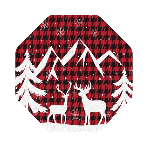 Balery 4 Pcs Christmas Buffalo Plaidleather Coasters Set, Drink Table Cup Coasters For Living Room Kitchen Coffee Decor