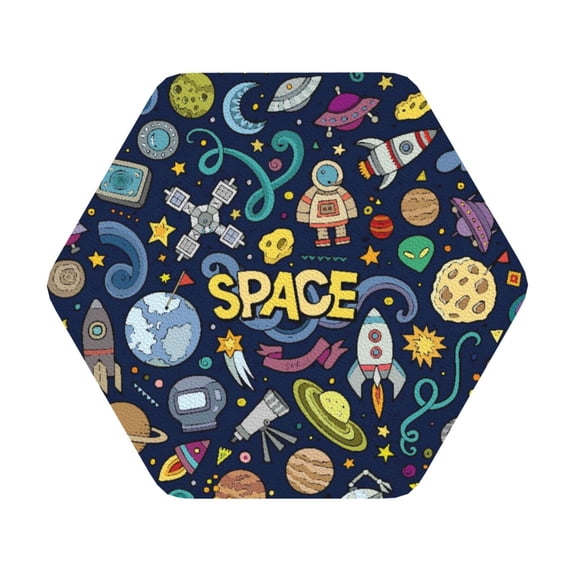 Balery 4 Pcs Colorful Spaceleather Coasters Set, Drink Table Cup Coasters For Living Room Kitchen Coffee Decor