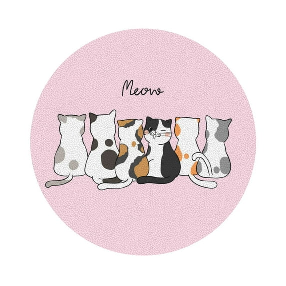 Balery 4 Pcs Cute Catsleather Coasters Set, Drink Table Cup Coasters For Living Room Kitchen Coffee Decor