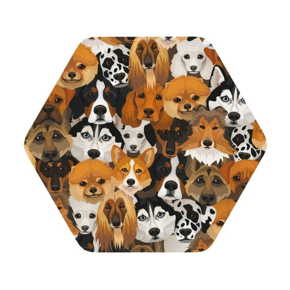 Balery 4 Pcs Dogs Different Breedsleather Coasters Set, Drink Table Cup Coasters For Living Room Kitchen Coffee Decor