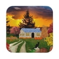 thumbnail image 1 of Balery 4 Pcs Fall Village Sceneryleather Coasters Set, Drink Table Cup Coasters For Living Room Kitchen Coffee Decor, 1 of 9