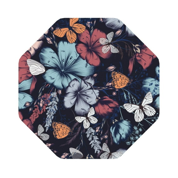 Balery 4 Pcs Flowers Ad Butterfliesleather Coasters Set, Drink Table Cup Coasters For Living Room Kitchen Coffee Decor