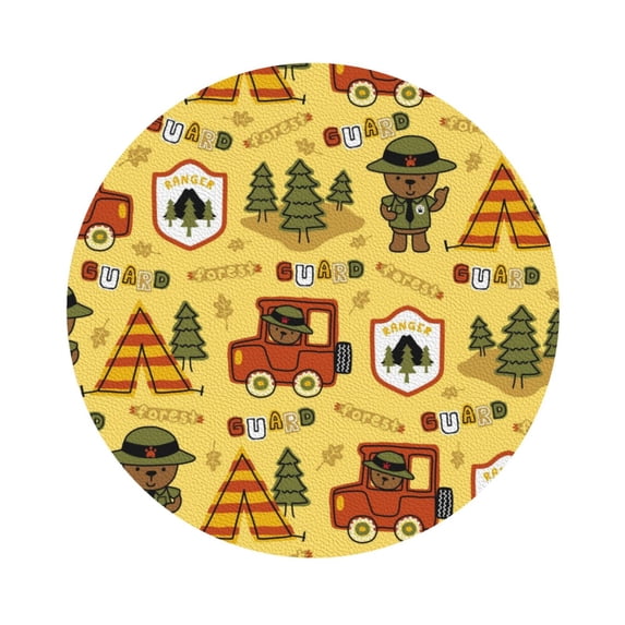 Balery 4 Pcs Forest Guardleather Coasters Set, Drink Table Cup Coasters For Living Room Kitchen Coffee Decor