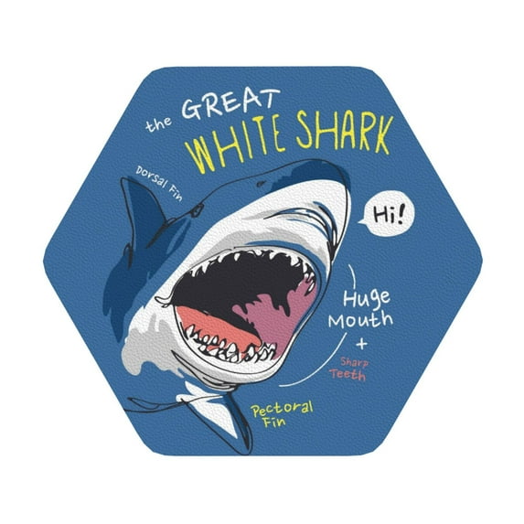 Balery 4 Pcs Great White Sharkleather Coasters Set, Drink Table Cup Coasters For Living Room Kitchen Coffee Decor