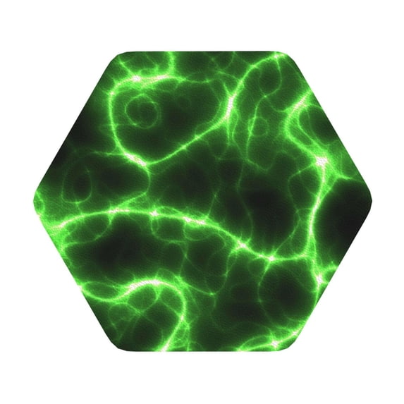 Balery 4 Pcs Green Lightningleather Coasters Set, Drink Table Cup Coasters For Living Room Kitchen Coffee Decor