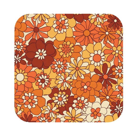 Balery 4 Pcs Hippie Flowerleather Coasters Set, Drink Table Cup Coasters For Living Room Kitchen Coffee Decor