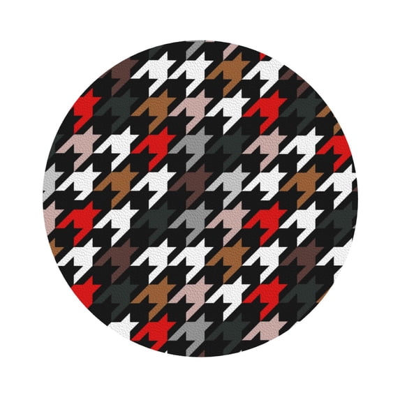 Balery 4 Pcs Houndstooth Green Redleather Coasters Set, Drink Table Cup Coasters For Living Room Kitchen Coffee Decor