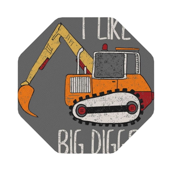 Balery 4 Pcs I Like Big Diggerleather Coasters Set, Drink Table Cup Coasters For Living Room Kitchen Coffee Decor