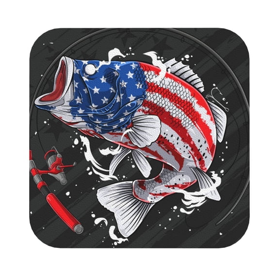 Balery 4 Pcs Largemouth Bass Fish In Usaleather Coasters Set, Drink Table Cup Coasters For Living Room Kitchen Coffee Decor