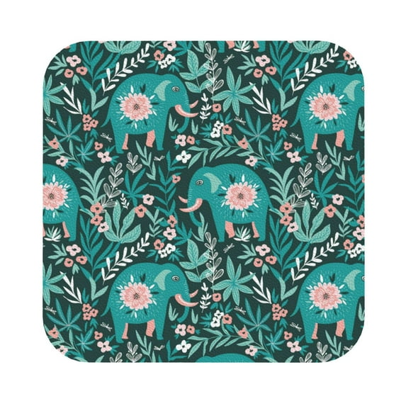 Balery 4 Pcs Lephants In The Jungleleather Coasters Set, Drink Table Cup Coasters For Living Room Kitchen Coffee Decor