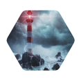 thumbnail image 1 of Balery 4 Pcs Lighthouse In A Stormy Sealeather Coasters Set, Drink Table Cup Coasters For Living Room Kitchen Coffee Decor, 1 of 9