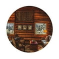 thumbnail image 1 of Balery 4 Pcs Log Cabin Insideleather Coasters Set, Drink Table Cup Coasters For Living Room Kitchen Coffee Decor, 1 of 9