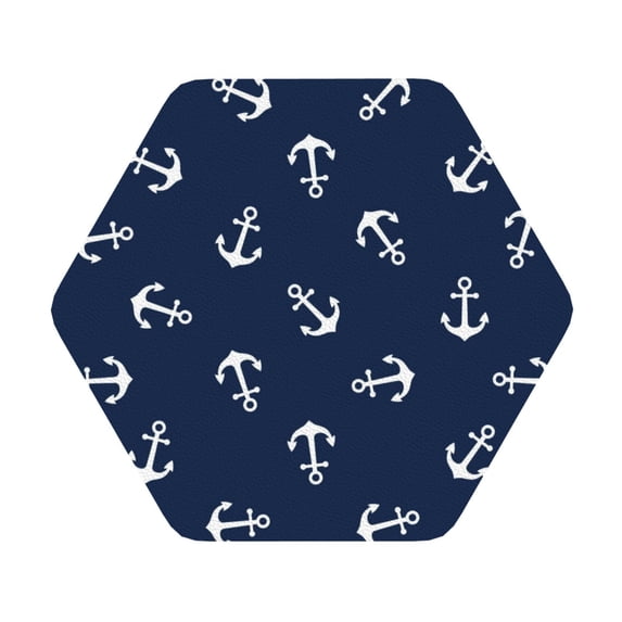 Balery 4 Pcs Nautical Themed Simple Anchorsleather Coasters Set, Drink Table Cup Coasters For Living Room Kitchen Coffee Decor