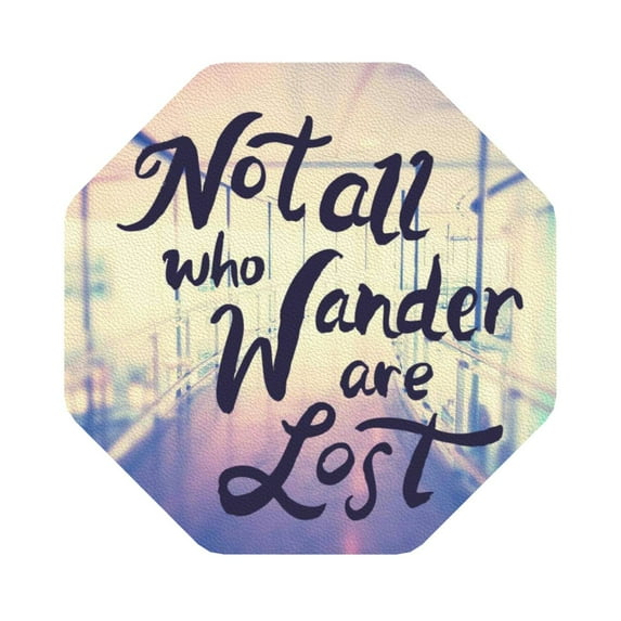 Balery 4 Pcs Not All Those Who Wander Are Lostleather Coasters Set, Drink Table Cup Coasters For Living Room Kitchen Coffee Decor