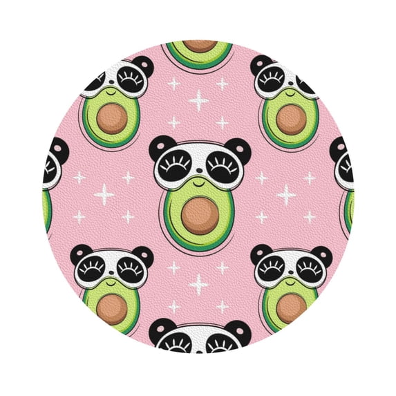 Balery 4 Pcs Panda Avocadoleather Coasters Set, Drink Table Cup Coasters For Living Room Kitchen Coffee Decor