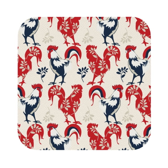 Balery 4 Pcs Roostersleather Coasters Set, Drink Table Cup Coasters For Living Room Kitchen Coffee Decor