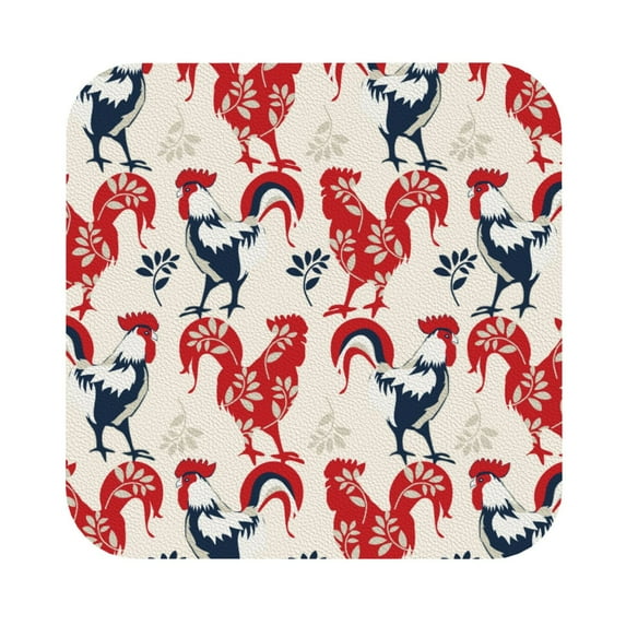 Balery 4 Pcs Roostersleather Coasters Set, Drink Table Cup Coasters For Living Room Kitchen Coffee Decor