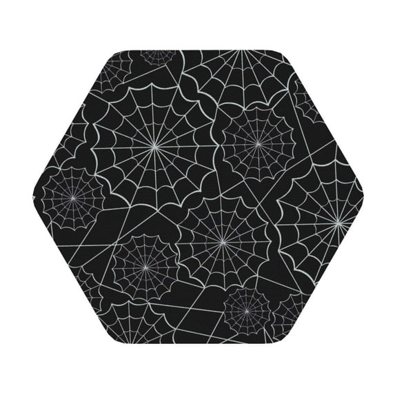 Balery 4 Pcs Spider Web Blackleather Coasters Set, Drink Table Cup Coasters For Living Room Kitchen Coffee Decor