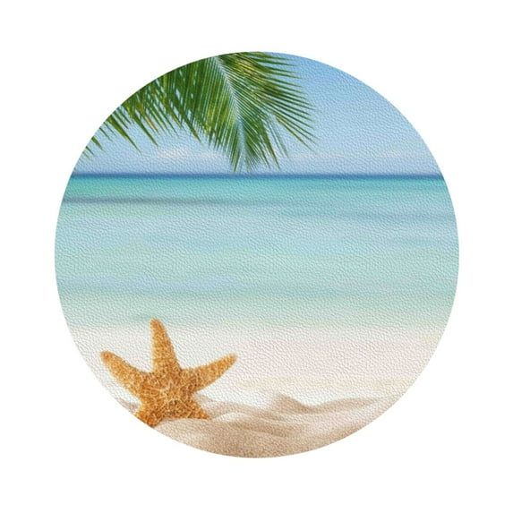 Balery 4 Pcs Starfish In Beachleather Coasters Set, Drink Table Cup Coasters For Living Room Kitchen Coffee Decor