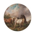thumbnail image 1 of Balery 4 Pcs Three Horses Oil Paintingleather Coasters Set, Drink Table Cup Coasters For Living Room Kitchen Coffee Decor, 1 of 9