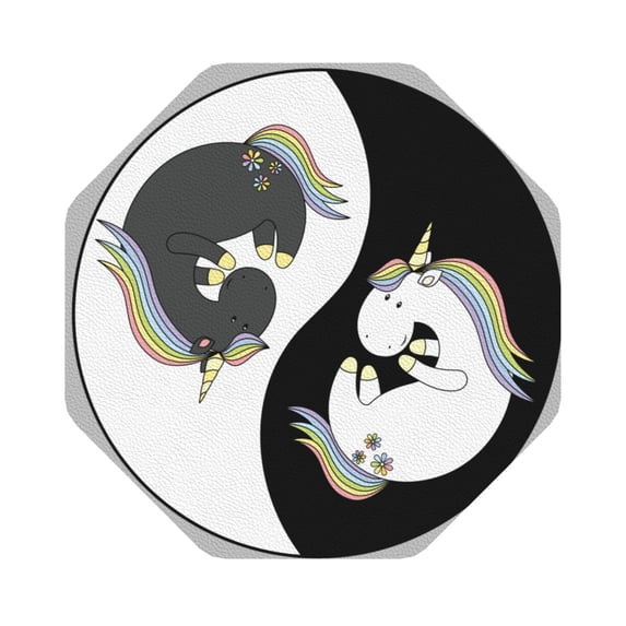 Balery 4 Pcs Unicorn In Yogaleather Coasters Set, Drink Table Cup Coasters For Living Room Kitchen Coffee Decor