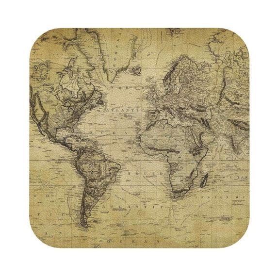 Balery 4 Pcs Vintage World Mapleather Coasters Set, Drink Table Cup Coasters For Living Room Kitchen Coffee Decor