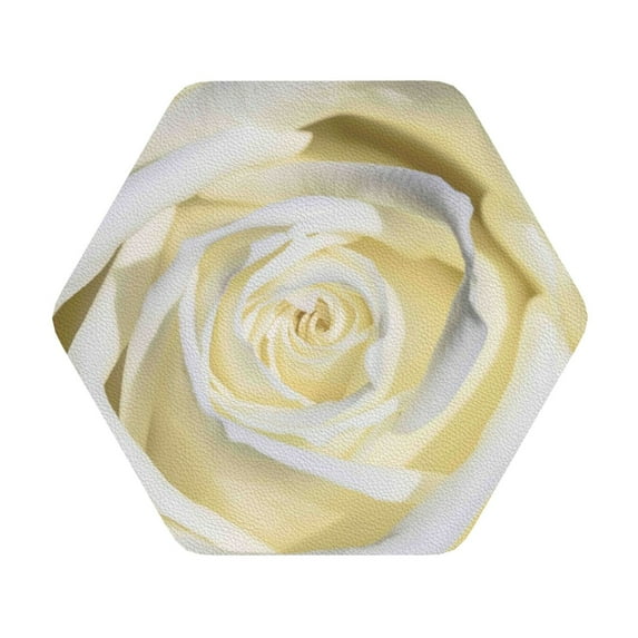 Balery 4 Pcs White Roseleather Coasters Set, Drink Table Cup Coasters For Living Room Kitchen Coffee Decor