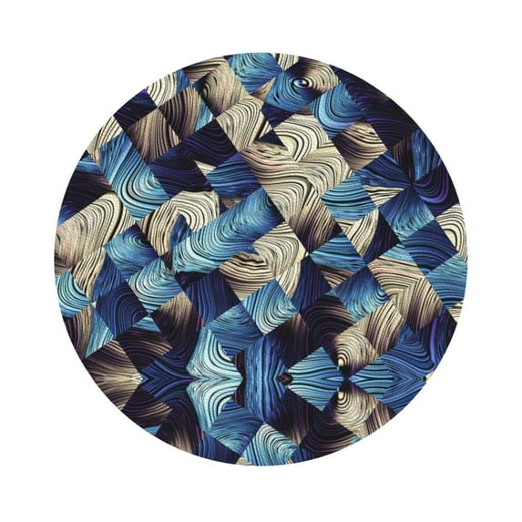 Balery 6 Pcs Abstract Blue Squaresleather Coasters Set, Drink Table Cup Coasters For Living Room Kitchen Coffee Decor