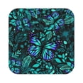 thumbnail image 1 of Balery 6 Pcs Blue Floral With Butterfliesleather Coasters Set, Drink Table Cup Coasters For Living Room Kitchen Coffee Decor, 1 of 9