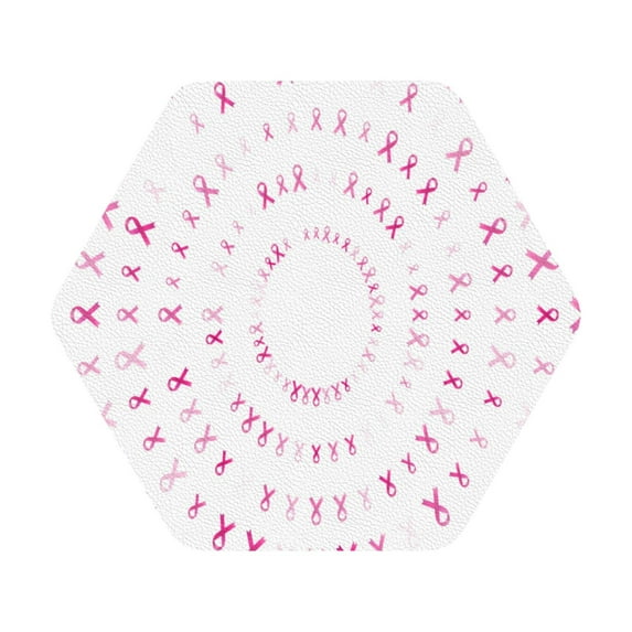 Balery 6 Pcs Breast Cancer Awareness (4)Leather Coasters Set, Drink Table Cup Coasters For Living Room Kitchen Coffee Decor