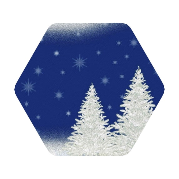 Balery 6 Pcs Christmas Fir Treeleather Coasters Set, Drink Table Cup Coasters For Living Room Kitchen Coffee Decor