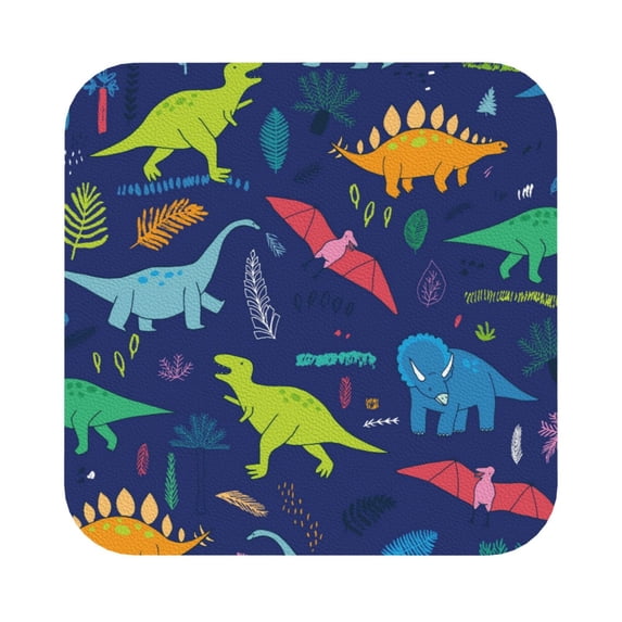 Balery 6 Pcs Dinosaursleather Coasters Set, Drink Table Cup Coasters For Living Room Kitchen Coffee Decor