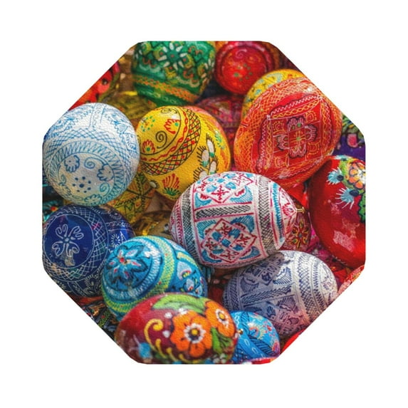 Balery 6 Pcs Easter Eggsleather Coasters Set, Drink Table Cup Coasters For Living Room Kitchen Coffee Decor