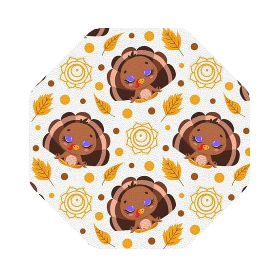 Balery 6 Pcs Fall Turkeyleather Coasters Set, Drink Table Cup Coasters For Living Room Kitchen Coffee Decor