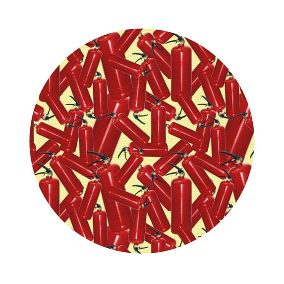 Balery 6 Pcs Fire Extinguisherleather Coasters Set, Drink Table Cup Coasters For Living Room Kitchen Coffee Decor