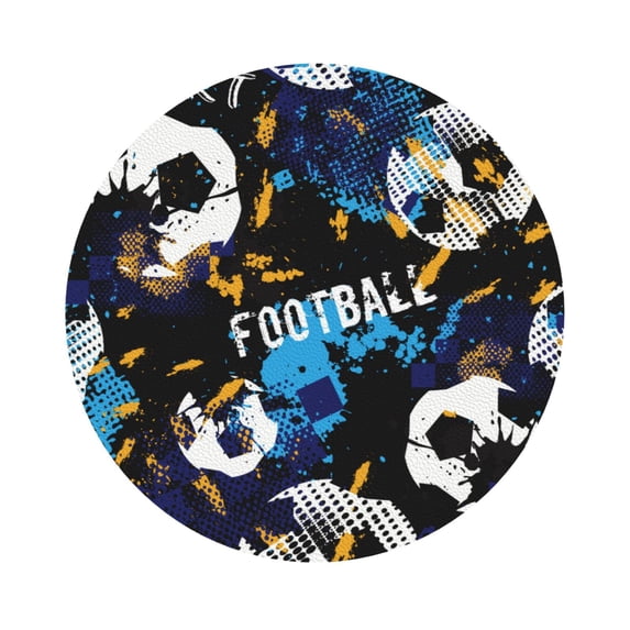 Balery 6 Pcs Footballleather Coasters Set, Drink Table Cup Coasters For Living Room Kitchen Coffee Decor