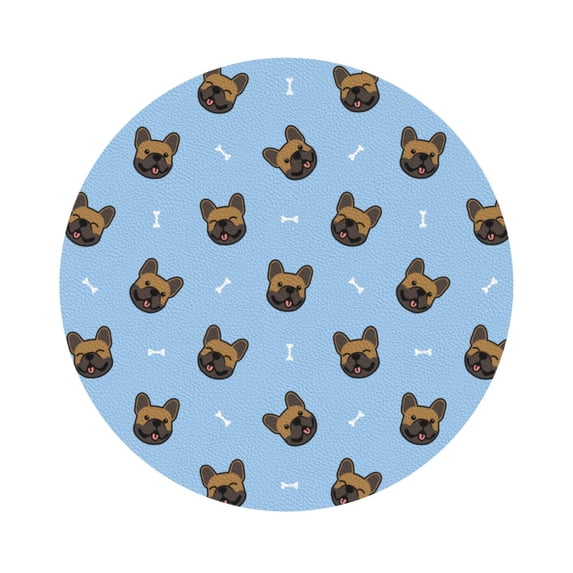 Balery 6 Pcs French Bulldog Faceleather Coasters Set, Drink Table Cup Coasters For Living Room Kitchen Coffee Decor