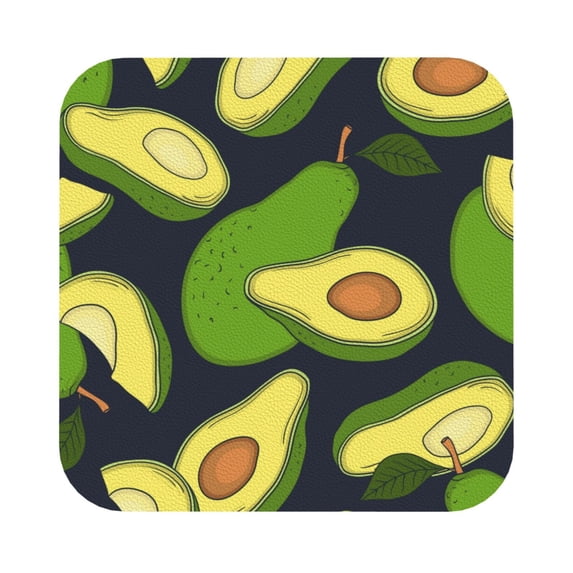 Balery 6 Pcs Fresh Avocadoleather Coasters Set, Drink Table Cup Coasters For Living Room Kitchen Coffee Decor