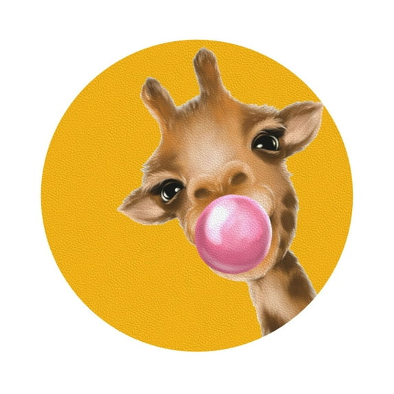 Balery 6 Pcs Funny Giraffe Blowing Bubbleleather Coasters Set, Drink Table Cup Coasters For Living Room Kitchen Coffee Decor