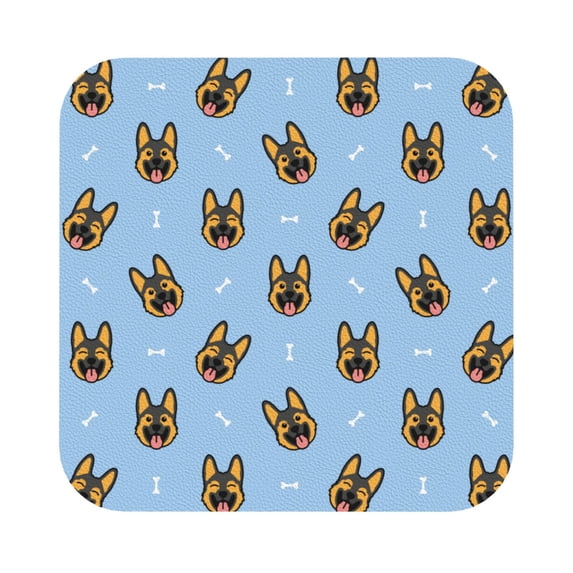 Balery 6 Pcs German Shepherd Puppyleather Coasters Set, Drink Table Cup Coasters For Living Room Kitchen Coffee Decor