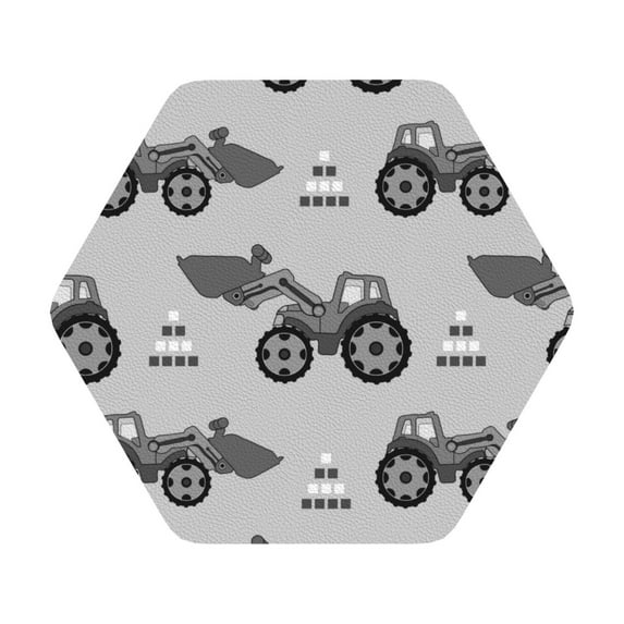 Balery 6 Pcs Gray Tractorleather Coasters Set, Drink Table Cup Coasters For Living Room Kitchen Coffee Decor